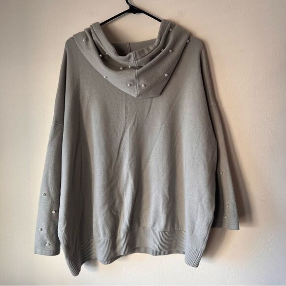 Attitudes by Renee Grey Pearl Embellished Hooded Sweater - Picture 7 of 9